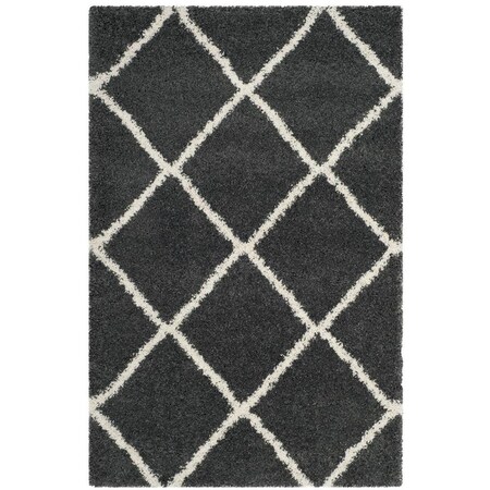 Flowers First 4 x 6 ft. Hudson Shag Power Loomed Rug, Dark Grey & Ivory - Small Rectangle FL1889479